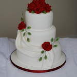 White 3 Tier with Red Roses